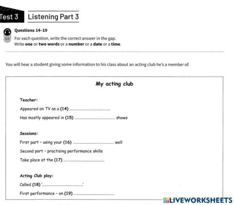 B1 PET Trainer - Listening Part 3