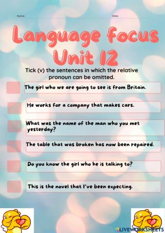 Unit 12 lớp 11: Language Focus