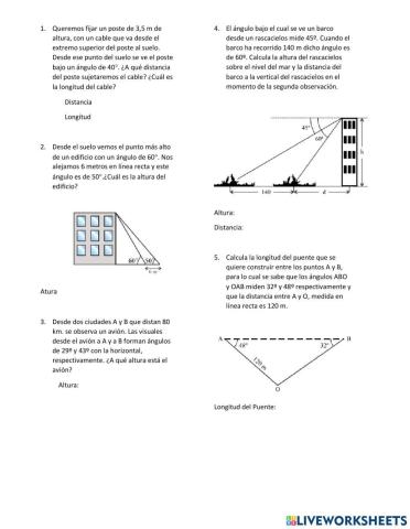 Problemas sobre triángulos rectángulos
