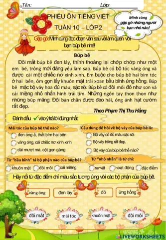 Bài tập cuối tuần 10 TV