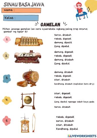 Soal Bahasa Jawa (Check Box) - Gamelan -