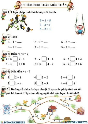 Phiếu bài tập Toán cuối tuần 11