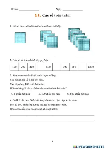 W14-53-Các số tròn trăm