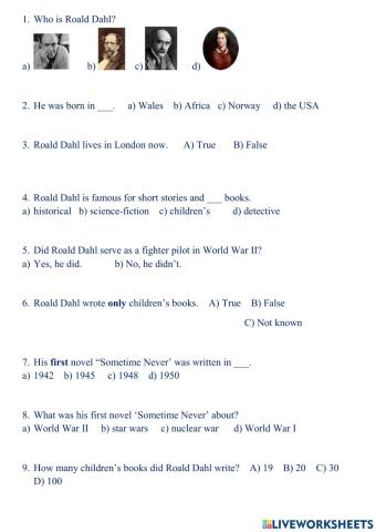Roald Dahl quiz