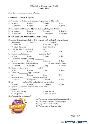 English 6 I learn Unit 5