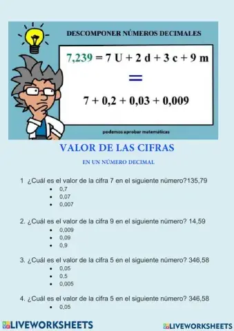 Valor posicional decimales
