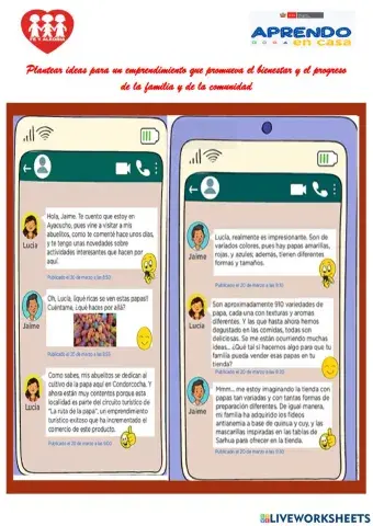 Plantear ideas para un emprendimiento que promueva el bienestar y el progreso de la familia y de la comunidad