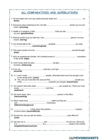 Comparisons (adj,adv,double comparative..)