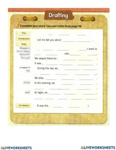 Practice writing about your a great vacation