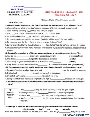 Second semester test (2019-2020)