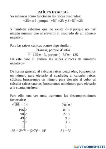 Raíces exactas