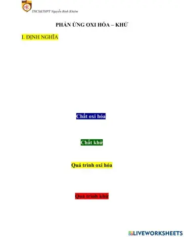 Phản ứng oxi hóa - khử