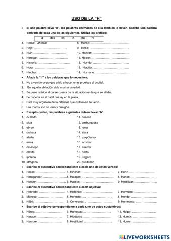 Ortografía H