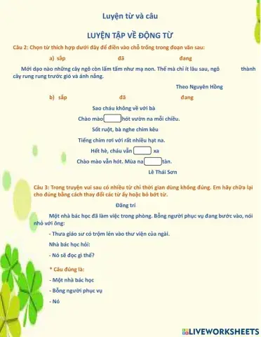 LTVC - Luyện tập về động từ