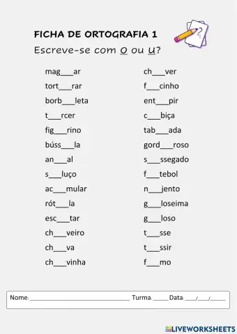 Ficha de Ortografia