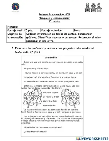 Evaluación de lenguaje 5