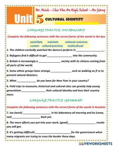 English 12 - Unit 5 - Language Practice