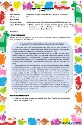 Kisah teladan Sahabat Nabi Muhammad saw