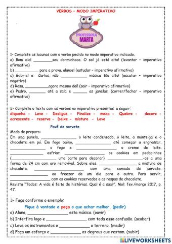 Verbos - IMPERATIVO