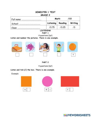 Final term test 1 smart start 2