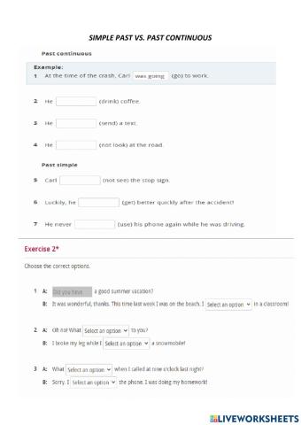 Simple past-past continuous