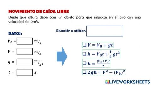 Caída libre, ejercicio