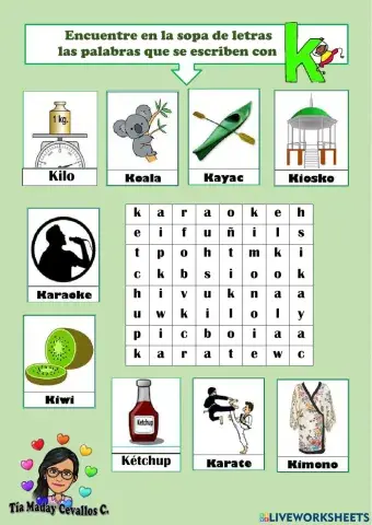 Sopa de letra con la letra K