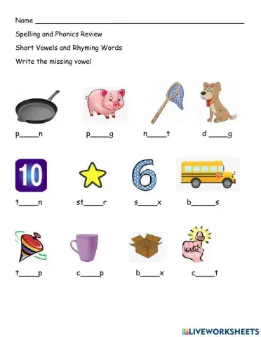 Short Vowels and Rhyming Words