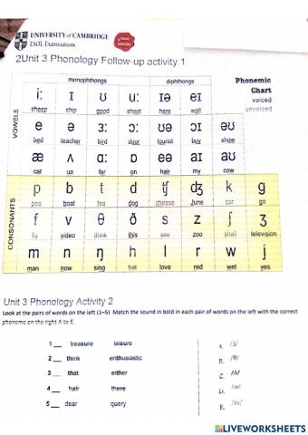 U3 Phonology Activities 1 & 2