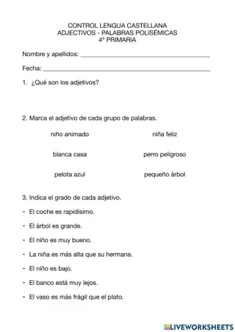 Adjetivos y palabras polisémicas