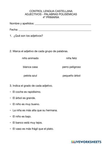 Adjetivos y palabras polisémicas