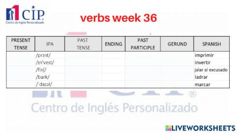 K verbs week 36