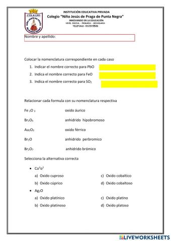 Nomenclatura clasica oxidos y anhidridos
