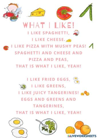 What i like - poem and activities