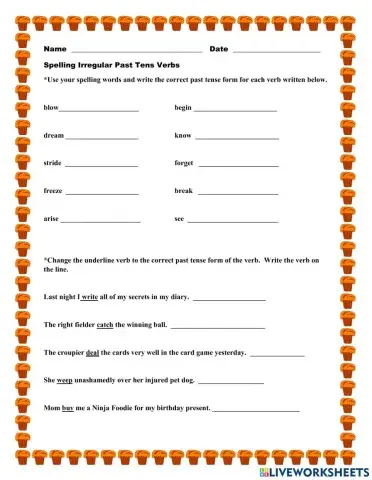 Irregular Past Tense Verbs