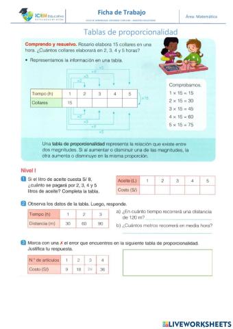 Cuadro de proporcionalidad