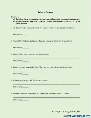 Adverb Clauses: Using Since