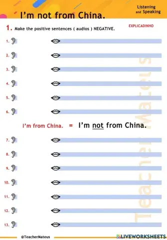 PRESENT SIMPLE - Im not from China - Listening and Speaking