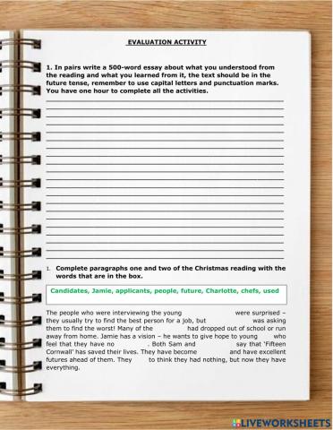 Writing and completing activity 