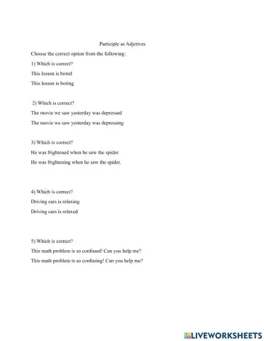 Participle as Adjectives