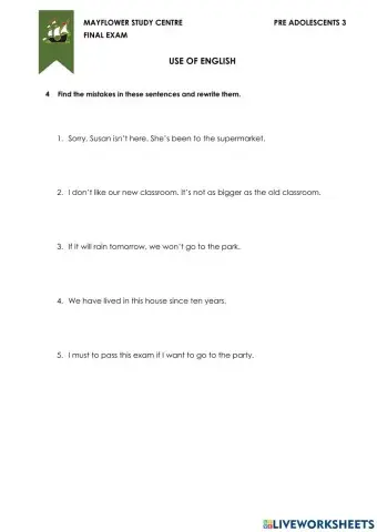 Pre  ado 3 fe use of english 1 2021