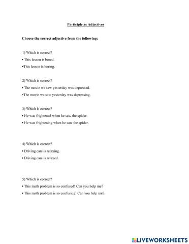 Participle as Adjectives