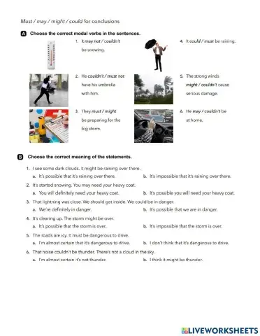 Must - May - Might - could to talk about weather