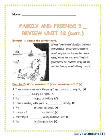 (Family and Friends 3) Review Grammar Unit 12