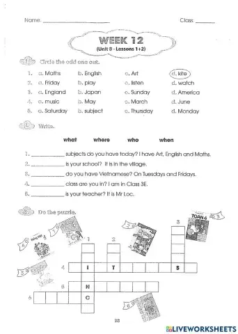 What subjects do you have today?