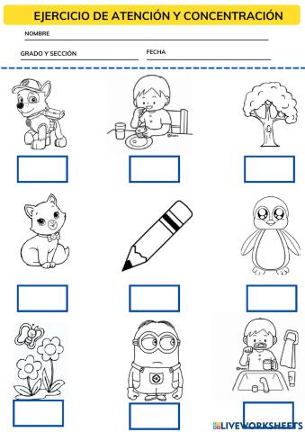 Ejercicio de  atencion y concentracion
