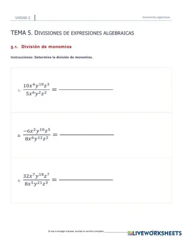 II.5.1.División de monomios