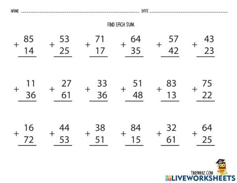 Addition without Regrouping