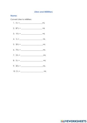 Liters and Milliliters