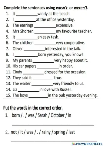 WEEK 13 - wasn't weren't